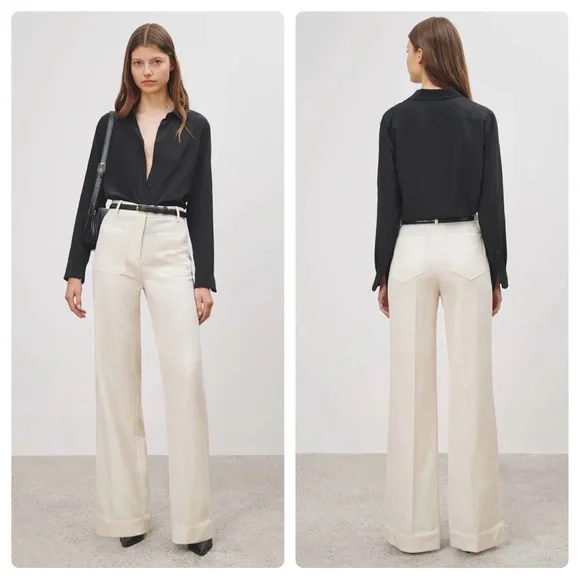 NWT Nili Lorain Christophe 100% Wool Pants in Stone Size 4 - Picture 1 of 8